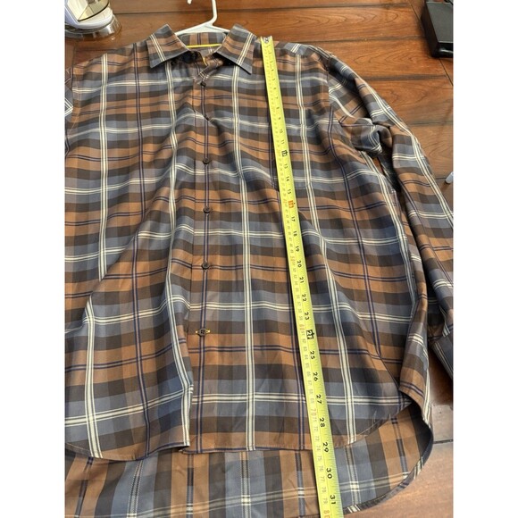 Robert Talbott Carmel Brown Plaid Button Down Sz L - Picture 8 of 10